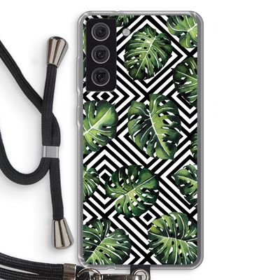 Geometrische jungle: Samsung Galaxy S21 FE Transparant Hoesje met koord