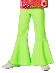 Hippiebroek bi-stretch kind neon groen