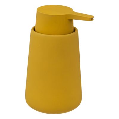 Zeeppompje/zeepdispenser van keramiek - mosterd geel - 250 ml