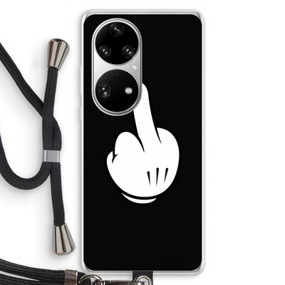 Middle finger black: Huawei P50 Pro Transparant Hoesje met koord