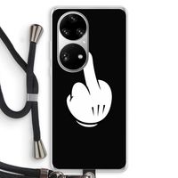 Middle finger black: Huawei P50 Pro Transparant Hoesje met koord