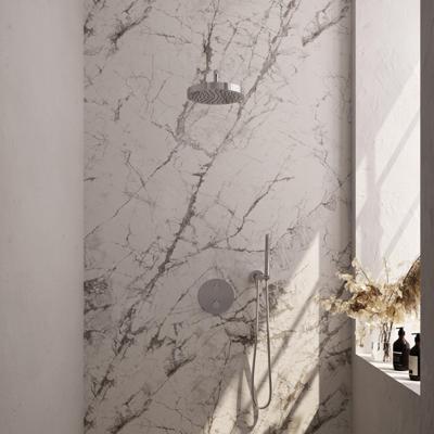 BRAUER Stripe Thermostatische Inbouw Regendouche - 3-weg - rond - SET 38 - 25cm douchekop - gebogen muurarm - staaf handdouche - doucheslang - wandaansluitbocht - chroom 5-CE-439