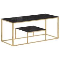 Salontafel roestvrijstaal en gehard glas goudkleurig