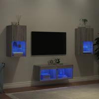 4-delige tv-wandmeubelset met LED-verlichting grijs sonoma 4-delige tv-wandmeubelset met LED-verlichting grijs sonoma