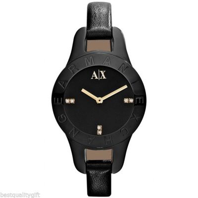 Horlogeband Armani Exchange AX4125 Leder Zwart 8mm