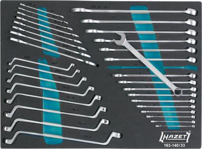 HAZET Sleutelgereedschapset 163-140/33 - Buitentwaalfkant profiel, Buitentwaalfkant tractieprofiel, Buiten-zeskant-profiel - 33-delig - 6 - 24