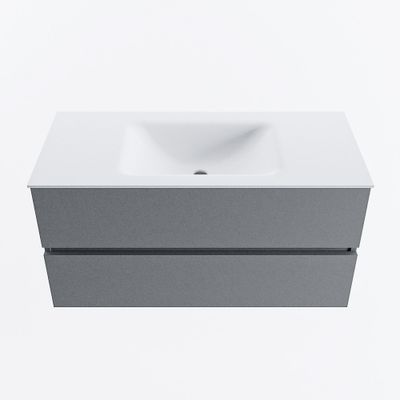 MONDIAZ VICA 100cm badmeubel onderkast Plata 2 lades. Wastafel CLOUD midden zonder kraangat, kleur Talc.