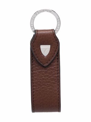 Aspinal Of London porte-clés à effet grainé - Marron