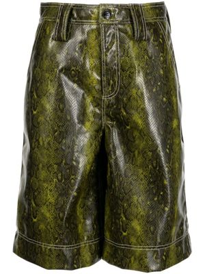 GANNI short en cuir artificiel à logo imprimé - Vert
