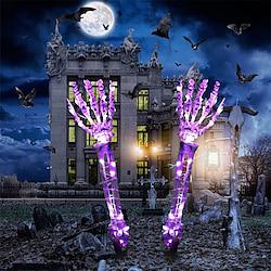 2 stks halloween skelet hand tuin lamp armen hand stakes realistisch uitziende halloween gazon tuin decor licht rekwisieten led lichtgevende spook hand schedel vorm plug in lamp Lightinthebox