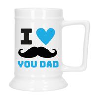 Cadeau Bierpul voor papa - blauw - liefde - keramiek - 530 ml - Vaderdag - thumbnail