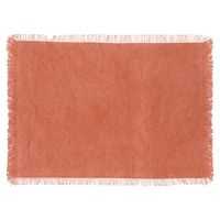 Secret de Gourmet placemats Kenya - 1x - steenrood - 45 x 30 cm - katoen - met franjes