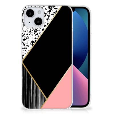 iPhone 15 Plus | TPU Hoesje | Zwart Roze Vormen