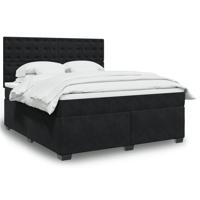 Boxspring met matras fluweel zwart 180x200 cm Boxspring met matras fluweel zwart 180x200 cm
