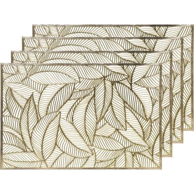Decoris Tafel placemats - 4x - gouden bladeren - 30 x 45 cm - diner - ontbijt - kerst