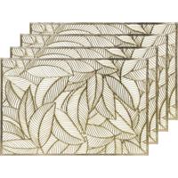 Decoris Tafel placemats - 4x - gouden bladeren - 30 x 45 cm - diner - ontbijt - kerst