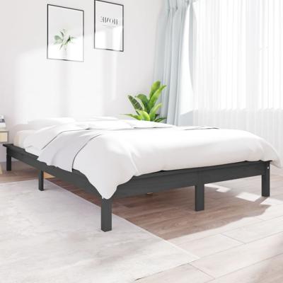 Bedframe massief grenenhout grijs 120x200 cm