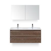 Dante Badmeubelset 120 cm - Tabacco - Keramische Wastafel Wit Enjoy - met Spiegelkast