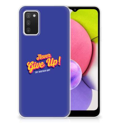 Samsung Galaxy A03S | Siliconen hoesje | met naam Never Give Up Samsung Galaxy A03S | Siliconen hoesje | met naam Never Give Up