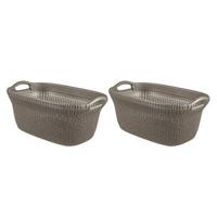 Curver Knit Wasmand - 40 l - set van 2 - Harvest Brown - thumbnail