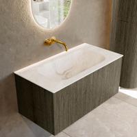 Badmeubel Mondiaz Kurve-Dlux | 90 cm cm | Meubelkleur Shadow | Wastafelkleur Frappe | Solid surface | Wasbak midden spoelbak | Zonder kraangat(en)