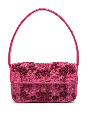 STAUD sac porté épaule Tommy à perles - Rose