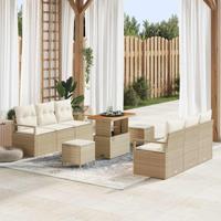 Tuinbankenset met kussen 9 pcs Beige poly rattan