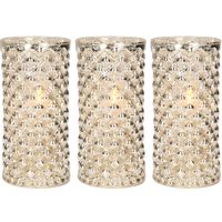 3x stuks luxe led kaarsen in zilver glas D7,5 x H15 cm - thumbnail