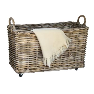 Opbergmand - op wieltjes - bruin - 78 x 44 x 42 cm - rotan - gevlochten riet - mand Opbergmand - op wieltjes - bruin - 78 x 44 x 42 cm - rotan - gevlochten riet - mand