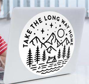 Laptop sticker lange weg naar huis