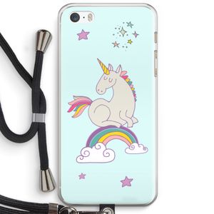 Regenboog eenhoorn: iPhone 5 / 5S / SE Transparant Hoesje met koord