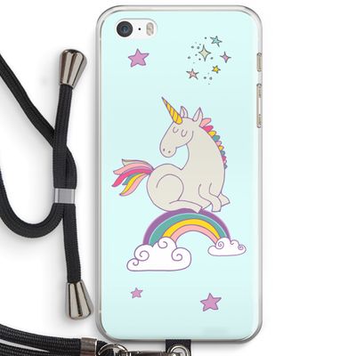 Regenboog eenhoorn: iPhone 5 / 5S / SE Transparant Hoesje met koord
