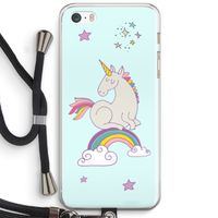 Regenboog eenhoorn: iPhone 5 / 5S / SE Transparant Hoesje met koord