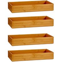 4x Stuks Kast/lade/make-up organizers bamboe hout bakje 30 x 15 x 5 cm - thumbnail