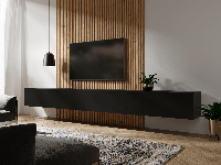 Tv-meubel KINGSTON 2 klapdeuren 280 cm mat zwart