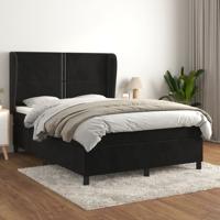 Boxspring met matras fluweel zwart 140x190 cm