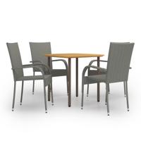 5-delige Tuinset poly rattan grijs