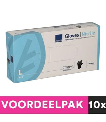 Abena poedervrije nitrile handschoenen maat large 100 stuks zwart voordeelpakket