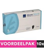 Abena poedervrije nitrile handschoenen maat large 100 stuks zwart voordeelpakket