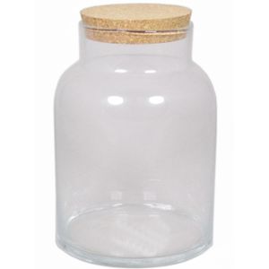 Glazen terrarium vaas 8 liter met kurk deksel 18 x 27 cm   -