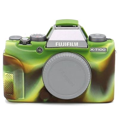 Richwell zachte siliconen TPU huid lichaam rubber camera Case tas volledige dekking voor Fujifilm Fuji X-T100 digitale camera (camouflage)