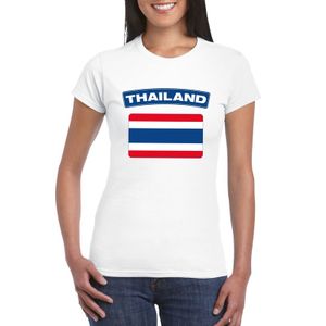 T-shirt met Thaise vlag wit dames