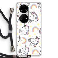 Rainbow Unicorn: Huawei P50 Pro Transparant Hoesje met koord