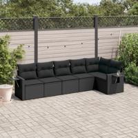 6-delige Loungeset met kussens poly rattan zwart 6-delige Loungeset met kussens poly rattan zwart