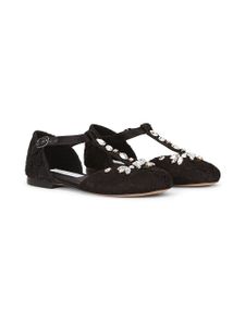 Dolce & Gabbana Kids ballerines à ornements en cristal - Noir