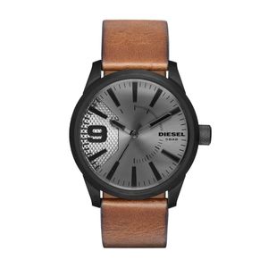 Diesel DZ1764 Horloge Rasp staal-leder zwart-bruin 46 mm