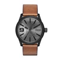 Diesel DZ1764 Horloge Rasp staal-leder zwart-bruin 46 mm - thumbnail