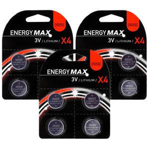 EnergyMax knoopcel batterijen budget voordeelset - CR2032 - 12x stuks