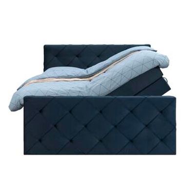 Boxspring met opbergruimte en voetbord Liv geruit - blauw - 160x200cm - Leen Bakker