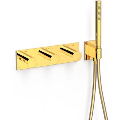 Douchekraan Tres B-System | Inbouw | Thermostaatkraan | Excl.Inbouwdeel | 4-weg | Rechthoek | 24k Goud glans